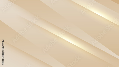 Abstract golden background with white and beige luxury glitter shapes. Golden lines luxury on cream color background. Gold elegant realistic paper cut style 3d. Vector illustration