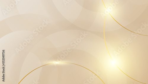 Abstract golden background with white and beige luxury glitter shapes. Golden lines luxury on cream color background. Gold elegant realistic paper cut style 3d. Vector illustration