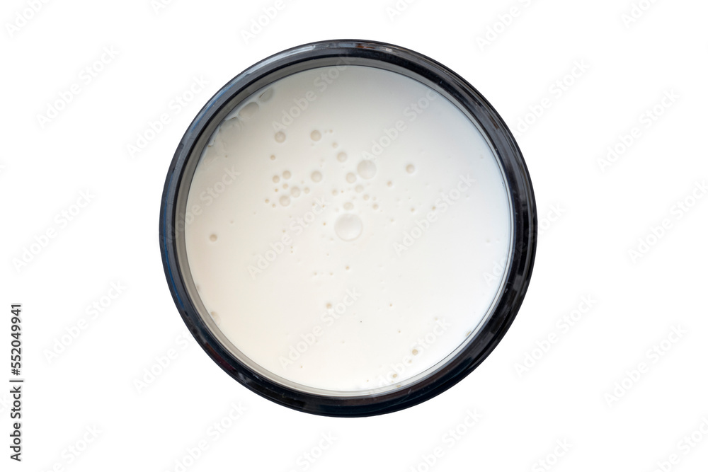 Cosmetic cream, wax, mousse in round black container isolated on white, top view Cosmetic cream, wax, mousse in round black container isolated on white, top view