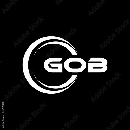 GOB letter logo design with black background in illustrator, cube logo, vector logo, modern alphabet font overlap style. calligraphy designs for logo, Poster, Invitation, etc.