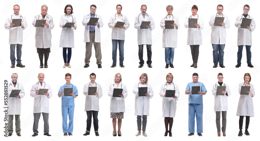 full length group of doctors with notepad isolated full length group of doctors with notepad isolated