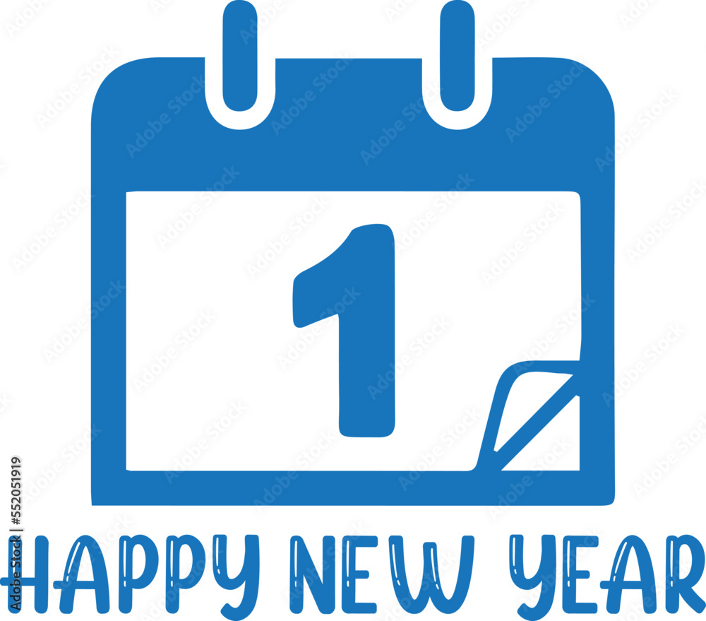 New year icon, 1st January celebration icon blue vector New year icon, 1st January celebration icon blue vector