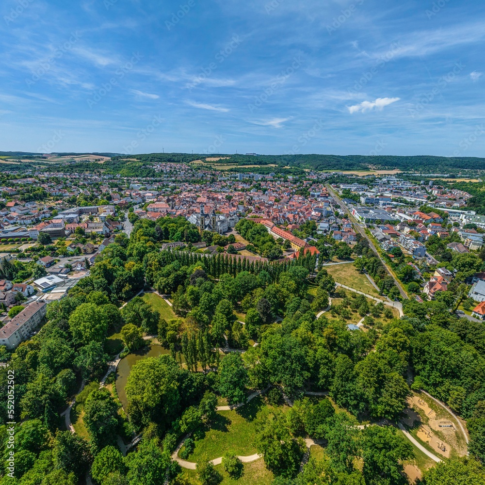 Die Kurstadt Bad Mergentheim rund um den Schlosspark im Luftbild