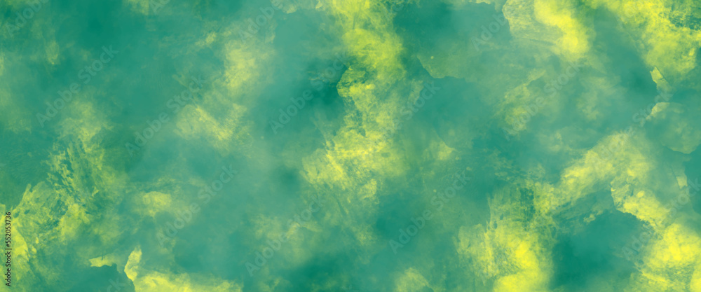 Fototapeta premium Abstract watercolor paint background. Beautiful blue green and Yellow watercolor splash design. Colorful plain green tones watercolor texture. Paper texture aquarelle canvas for modern creative design