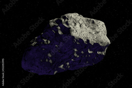 Asteroid with craters in space.