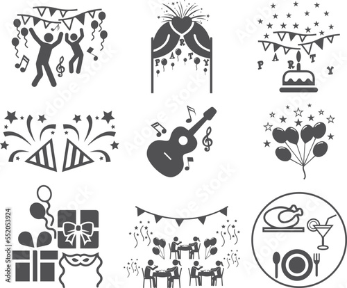 Party and event icon set  party celebrating icon set black vector