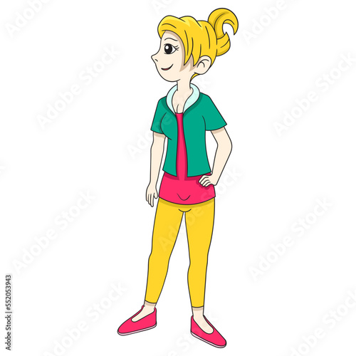 illustration of a beautiful woman with blonde hair in aerobics clothes targeting a body goal