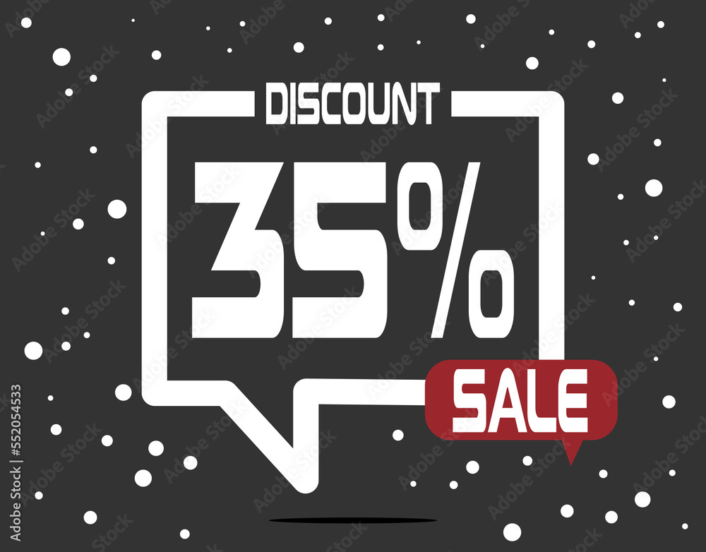 Fototapeta premium 35% Off sale balloon. Design for sales trade and products on dark background. Promotion and business banner