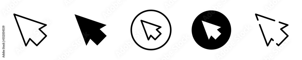 Conjunto de icono de clic del cursor de la computadora. Indicador, puntero, flecha. Concepto de hacer clic. Ilustración vectorial Conjunto de icono de clic del cursor de la computadora. Indicador, puntero, flecha. Concepto de hacer clic. Ilustración vectorial