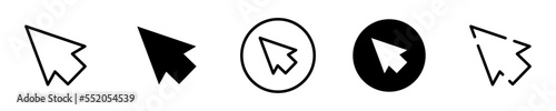 Conjunto de icono de clic del cursor de la computadora. Indicador, puntero, flecha. Concepto de hacer clic. Ilustración vectorial