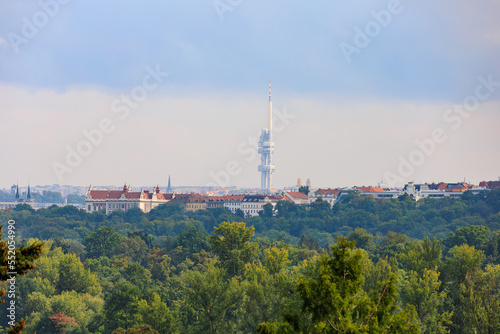 View of the TV tower in Prague. Background with selective focus