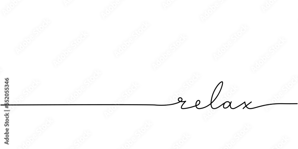 Relax word - continuous one line with word. Minimalistic drawing of phrase illustration. Relax word - continuous one line with word. Minimalistic drawing of phrase illustration.