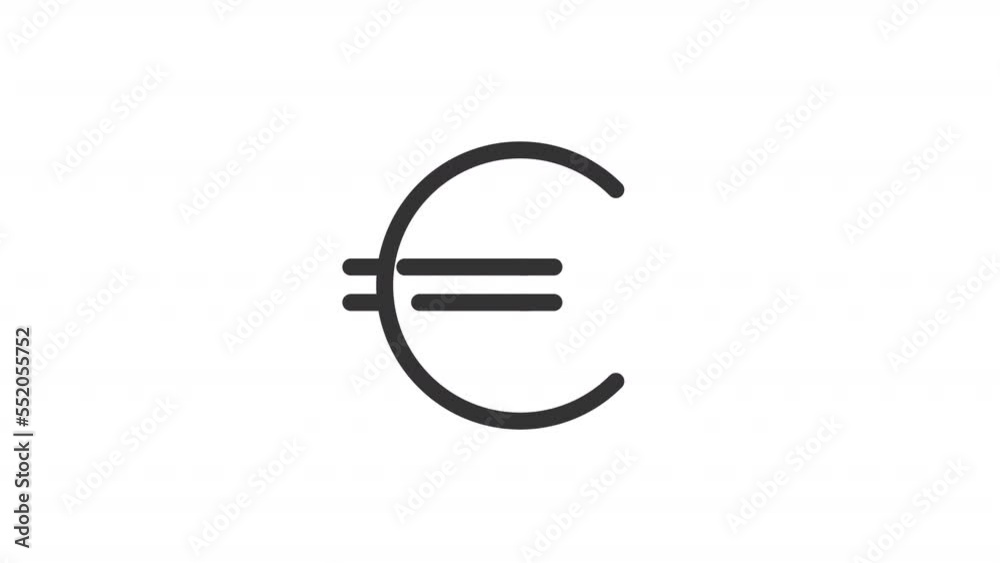 Animated euro sign line ui icon. European currency. Economics. Seamless loop HD video with alpha channel on transparent background. Outline isolated user interface element motion graphic animation Animated euro sign line ui icon. European currency. Economics. Seamless loop HD video with alpha channel on transparent background. Outline isolated user interface element motion graphic animation