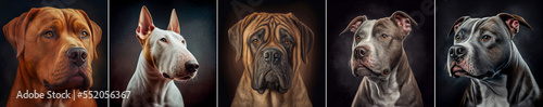 panorama portrait of fighting dogs, generative ai illustration header © Animaflora PicsStock