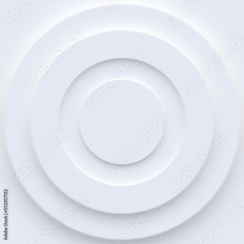 Abstract circular modern wallpaper design. Gray futuristic circle background in neomorphism style. Geometric round empty pattern. photo