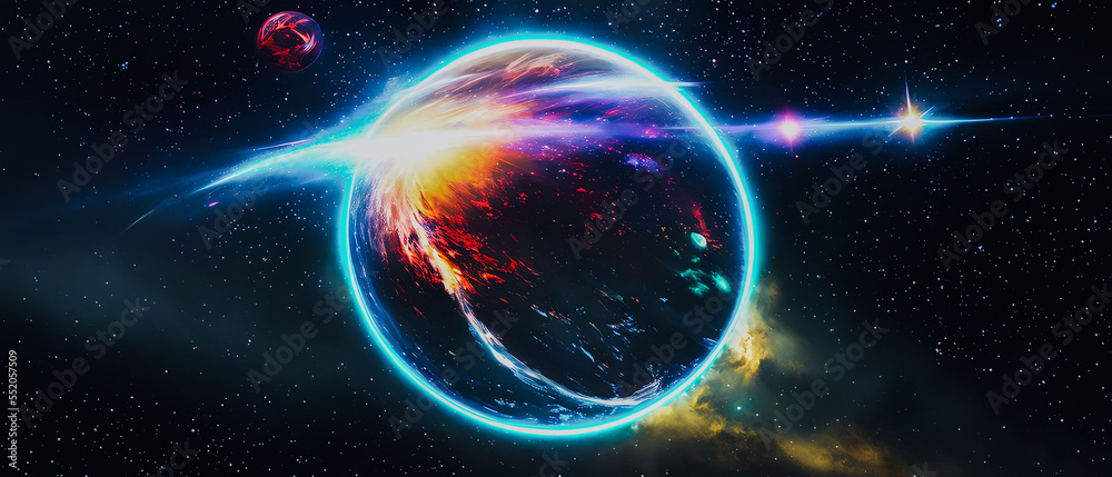 Space scene with planet, stars and galaxies. Space scene with planet, stars and galaxies.