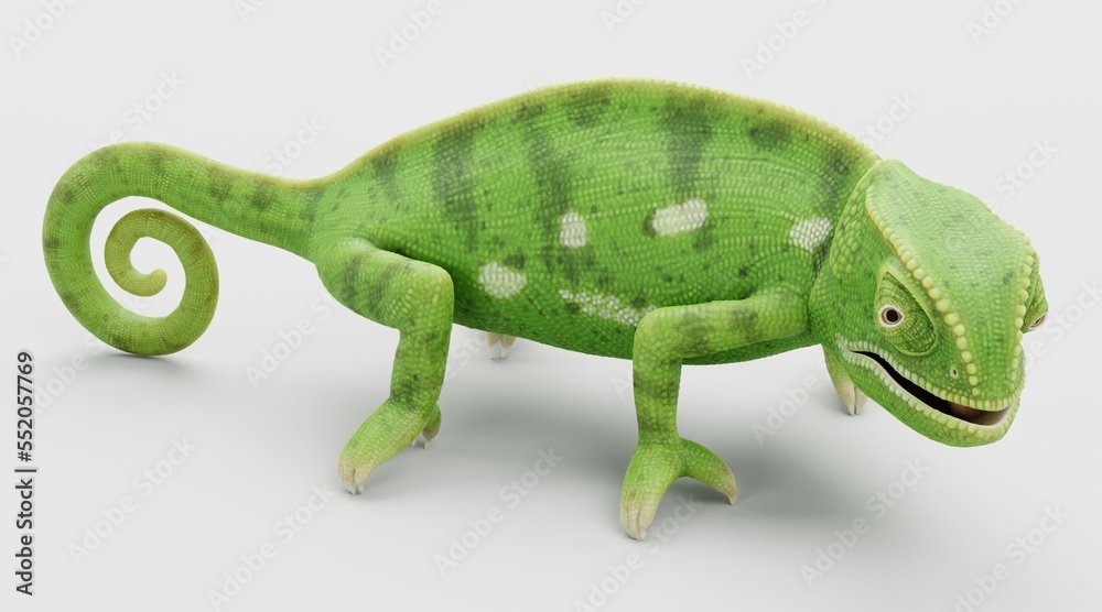 Naklejka premium Realistic 3D Render of Flap Necked Chameleon