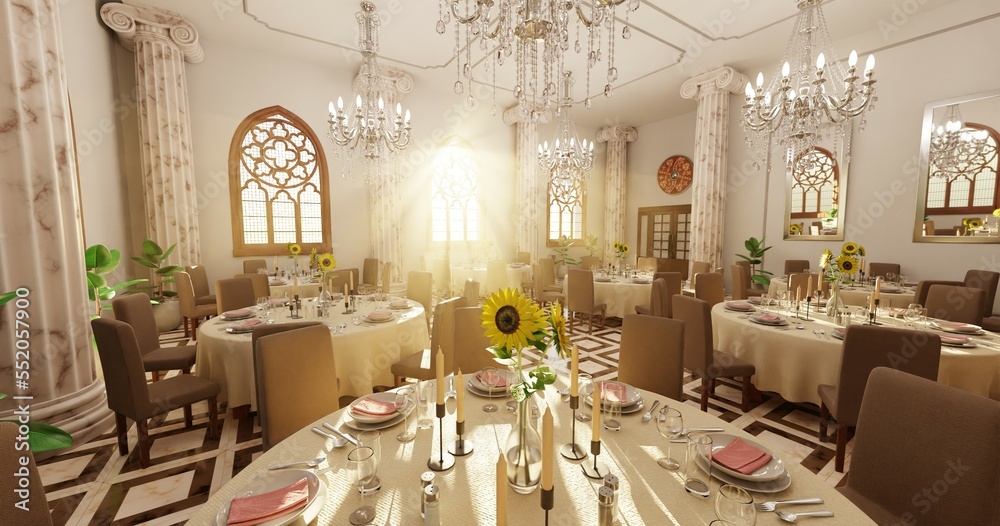 Realistic 3D Render of Restaurant Interior