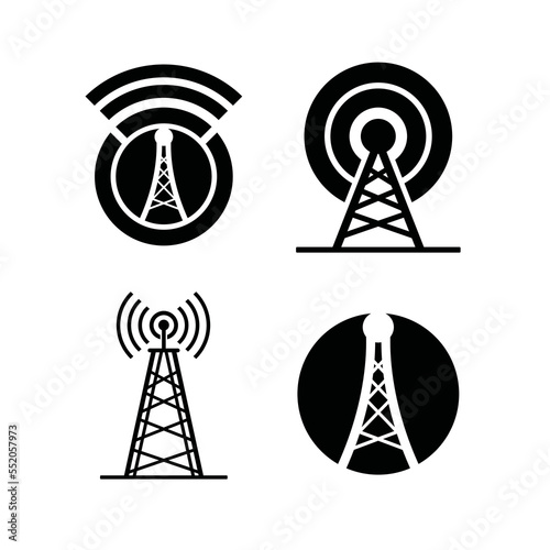 Tower cellular communication logo design template vector illustration