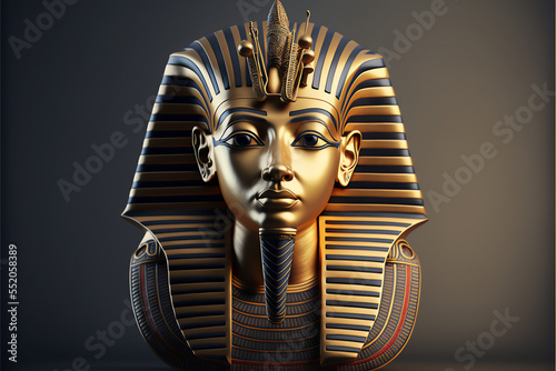 Mask of Egyptian pharaoh mask display background mockup copy space 3d render sty Fototapet