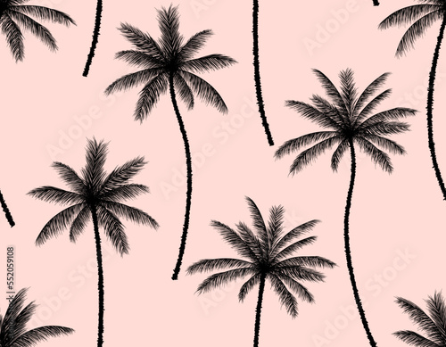 seamless pattern background with coconut palm trees.