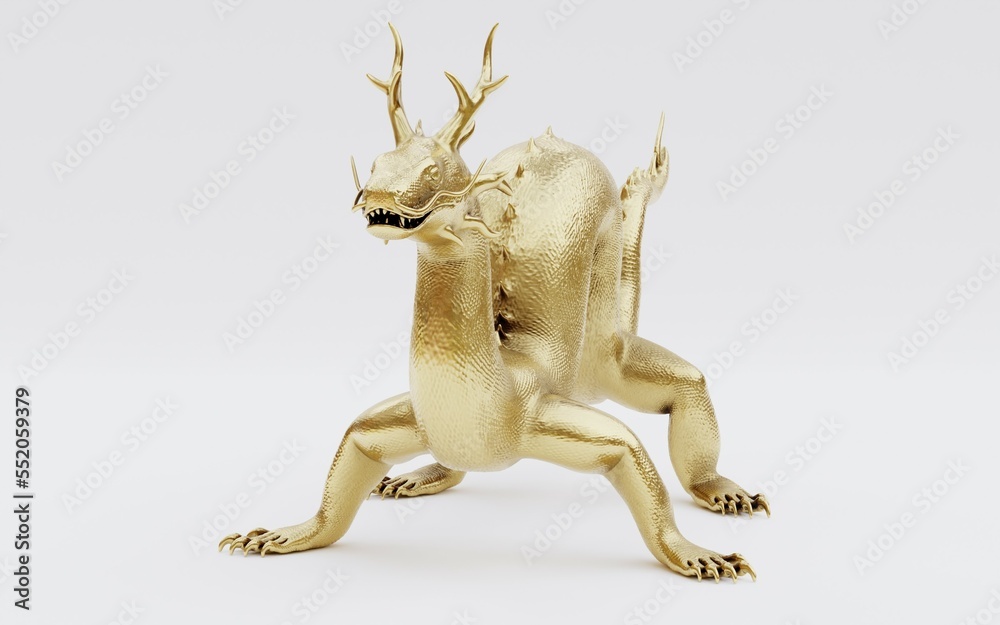 Fototapeta premium Realistic 3D Render of Chinese Dragon Statue