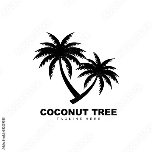 Coconut Tree Logo, Ocean Tree Vector, Design For Templates, Product Branding, Beach Tourism Object Logo
