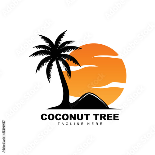 Coconut Tree Logo, Ocean Tree Vector, Design For Templates, Product Branding, Beach Tourism Object Logo