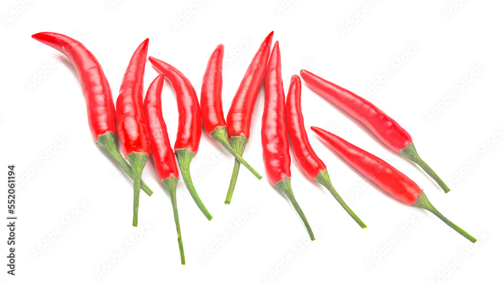 Isolated red ripe chili on white background soft and selective focus Isolated red ripe chili on white background soft and selective focus