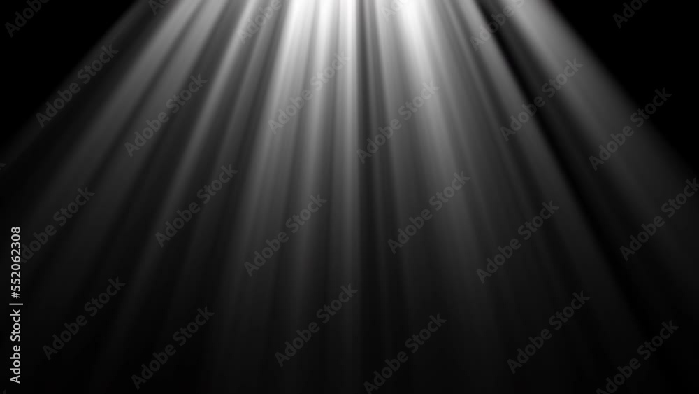 Loop black and white optical lens flares rays transition seamless loop. 4K beautiful white spotlight effects moving on top center. for project screen overlay effect. flash lights. Bright light lens fl
