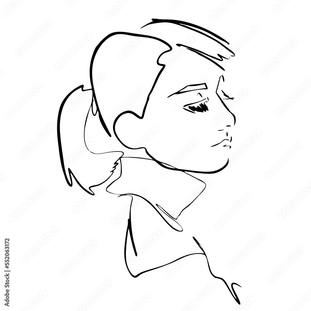 Fashion woman abstract portrait, line art, quick sketch, vector fashion illustration, girl beauty minimalist, vector illustration Fashion woman abstract portrait, line art, quick sketch, vector fashion illustration, girl beauty minimalist, vector illustration