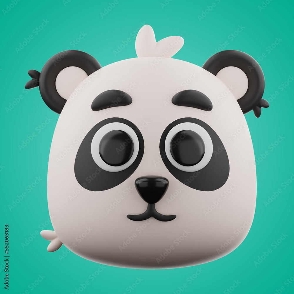 Naklejka premium Animal panda icon 3d rendering on isolated background