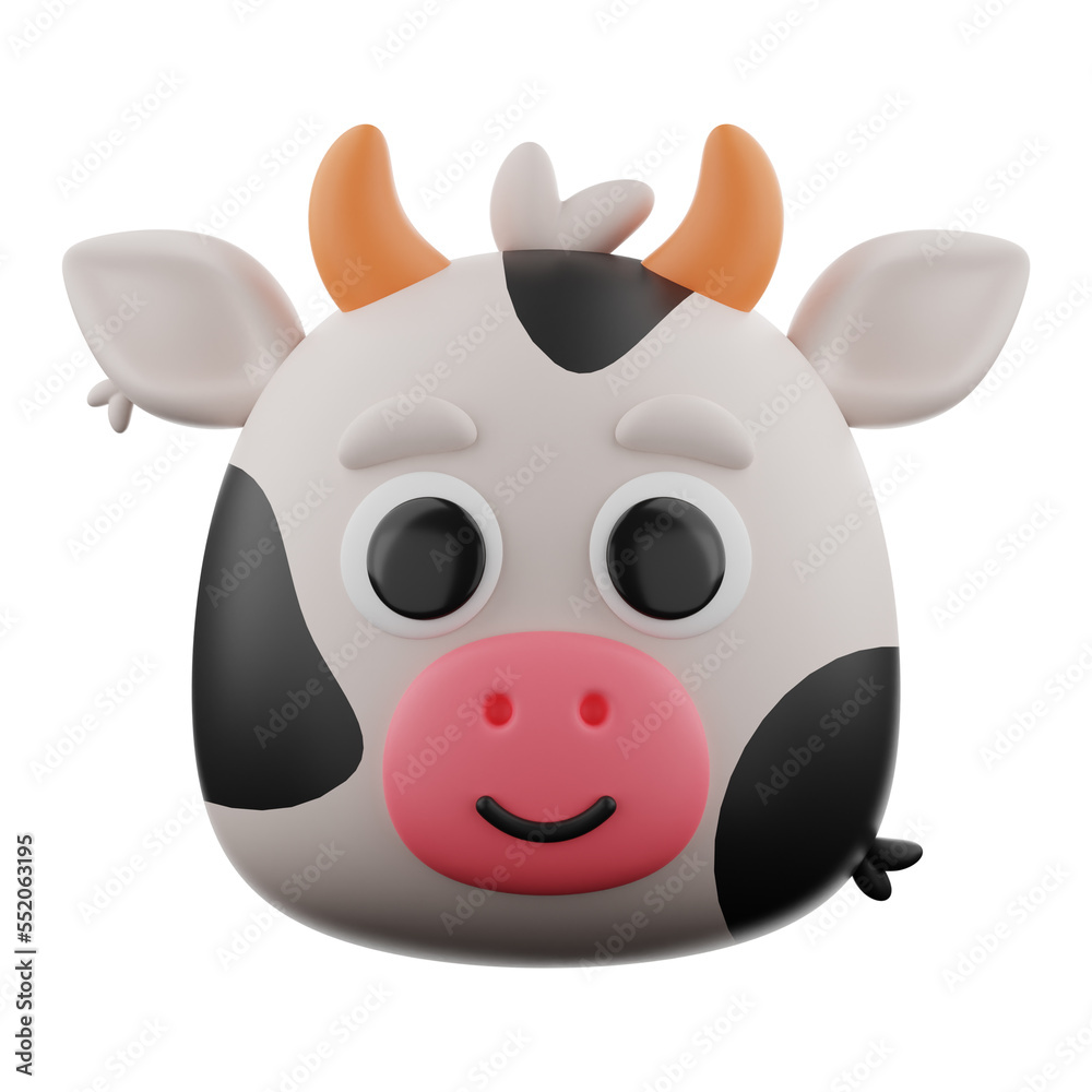 Naklejka premium Animal cow icon 3d rendering on isolated background