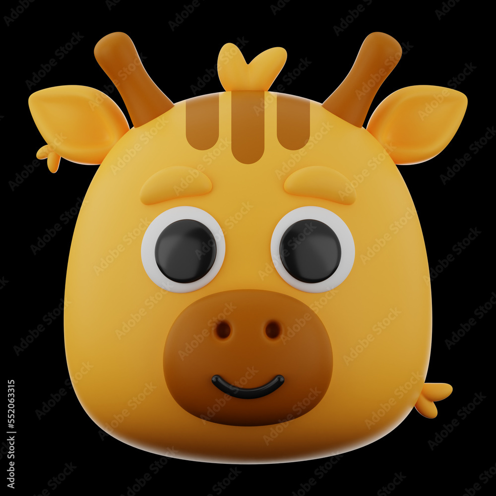 Obraz premium Animal giraffe icon 3d rendering on isolated background