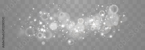 Bokeh lights effect isolated on png background. Soft blured bokeh and lights. Festive white luminous background. Vector Christmas concept isolated on transparent background