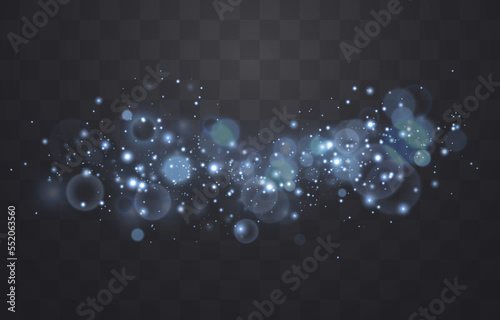 Bokeh lights effect isolated on png background. Soft blured bokeh and lights. Festive blue luminous background. Vector Christmas concept isolated on transparent background