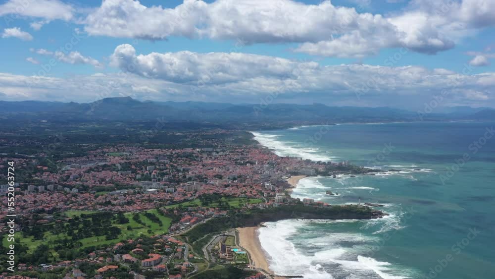 urban area of Bayonne-Anglet-Biarritz Basque province of Labourd sandy coast surf spot aerial shot 