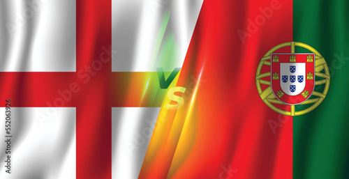 England vs Portugal 3d waving flag banner illustration background