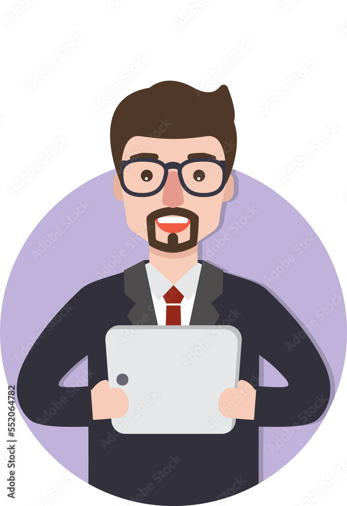 Businessman on duty, male employee at work. Businessman on duty, male employee at work.