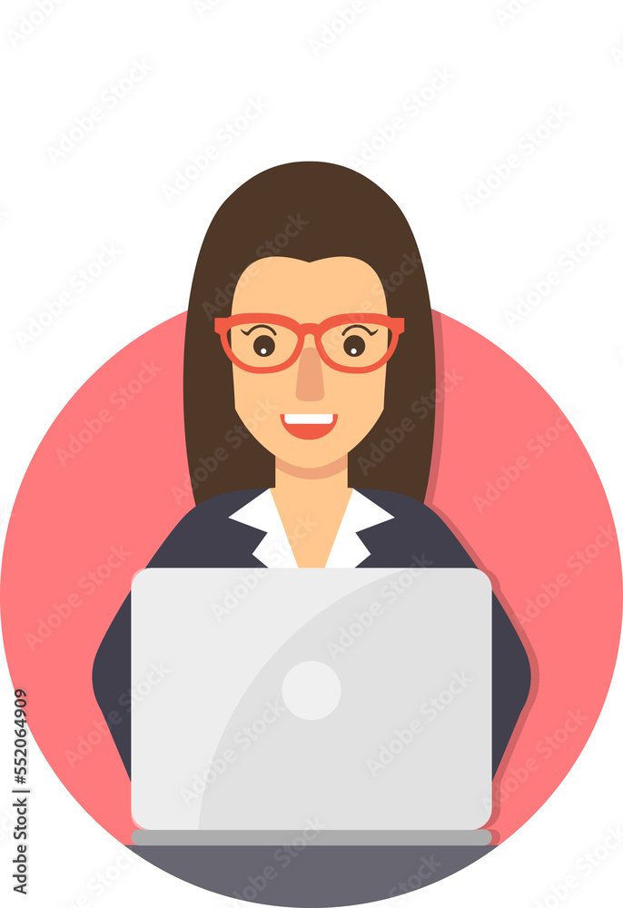 Busineswosman on duty, female employee at work.	