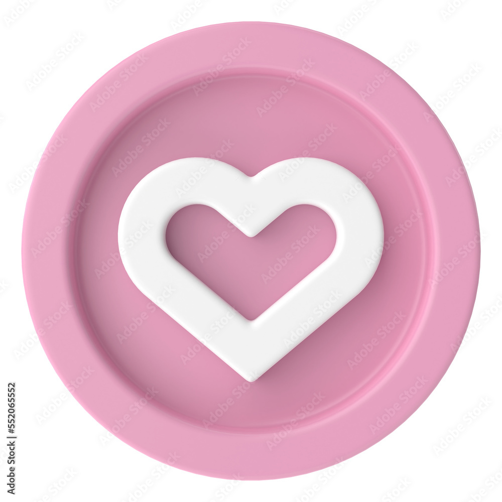 Love icon. Heart icon. 3D illustration.