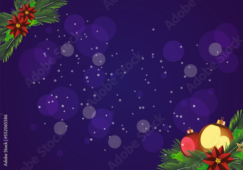Christmas and New Year typographical with Amazing background with winter landscape with , light, stars. Xmas card.