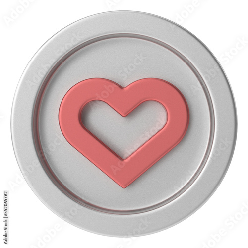 Love icon. Heart icon. 3D illustration.