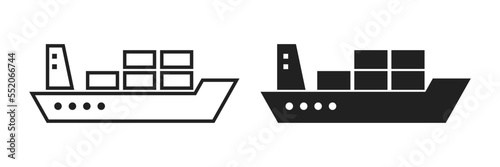 Cargo ship icon set. Maritime transport. Vector.