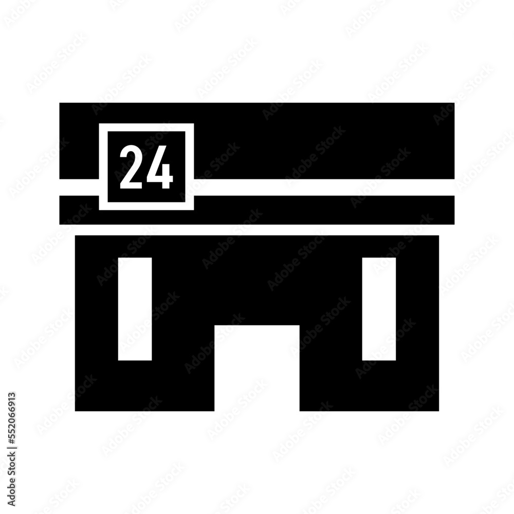 Convenience store silhouette icon. 24 hour store. Vector. Convenience store silhouette icon. 24 hour store. Vector.