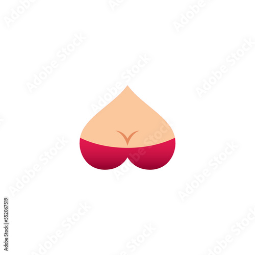 Beautiful Female Breast, Woman Boobs in form of Heart with Red Bra logo vector illustration