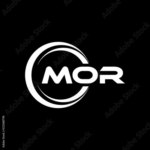 MOR letter logo design with black background in illustrator, cube logo, vector logo, modern alphabet font overlap style. calligraphy designs for logo, Poster, Invitation, etc.