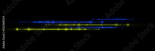Neon lines. Beautiful light lines. Light effect Design Decorative elements Horizontal beam of light. On a black background.