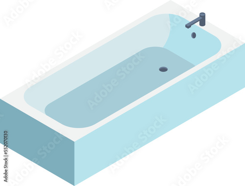 Bathtub isometric icon. Bath furniture. Sanitary room