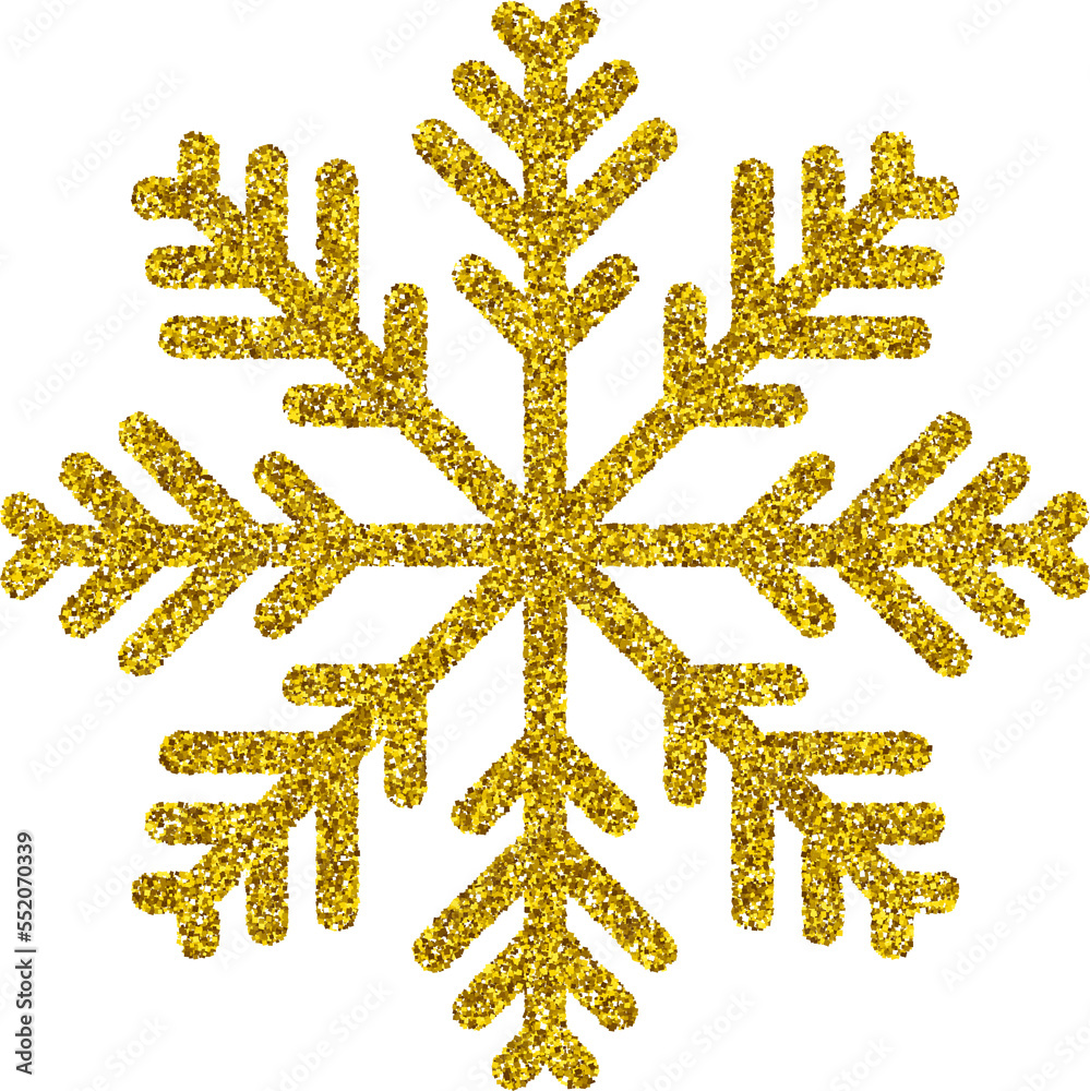 Golden Glitter Sparkling Snowflake Shape Christmas Decoration Isolated Design Element Golden Glitter Sparkling Snowflake Shape Christmas Decoration Isolated Design Element